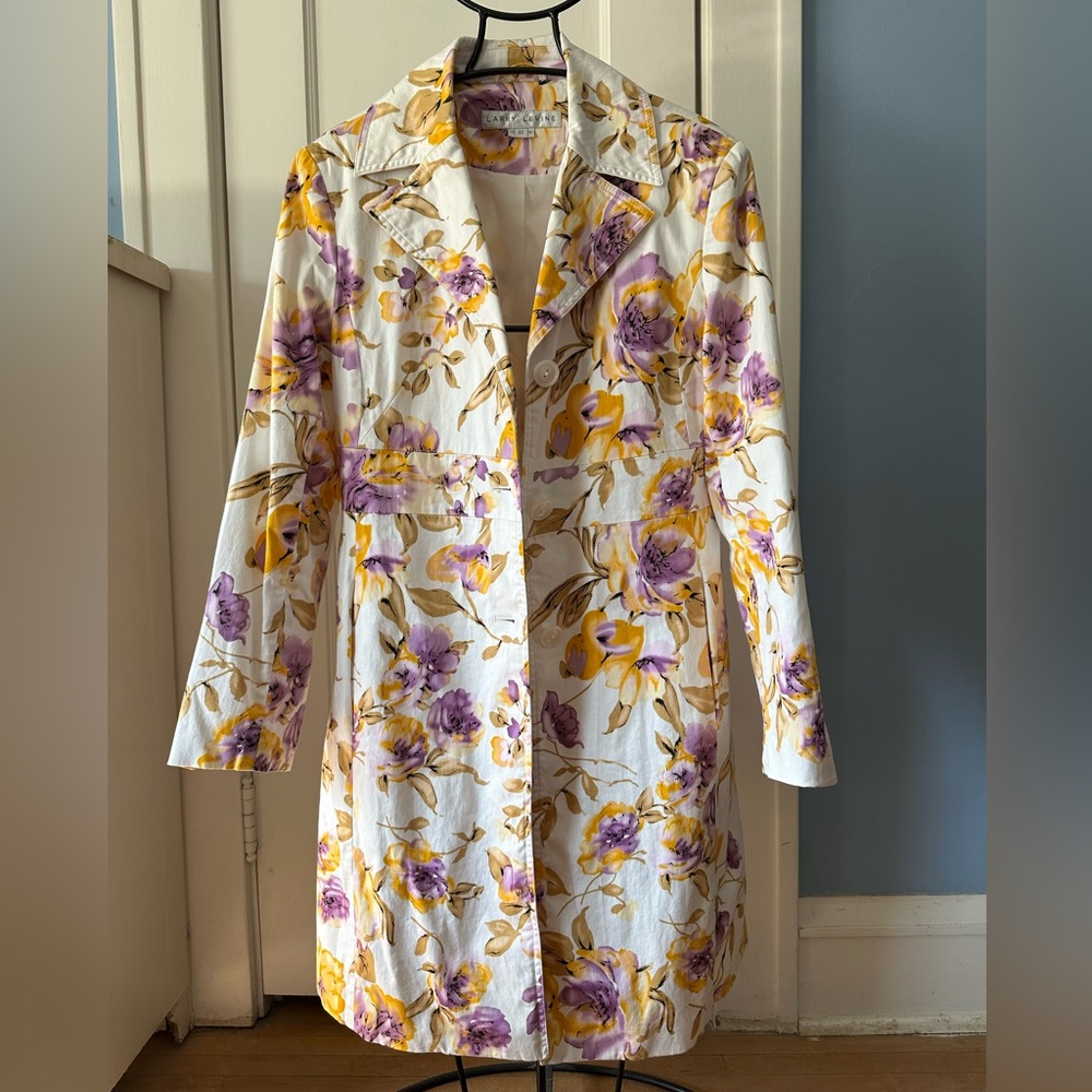 Larry Levine Floral Trench Coat